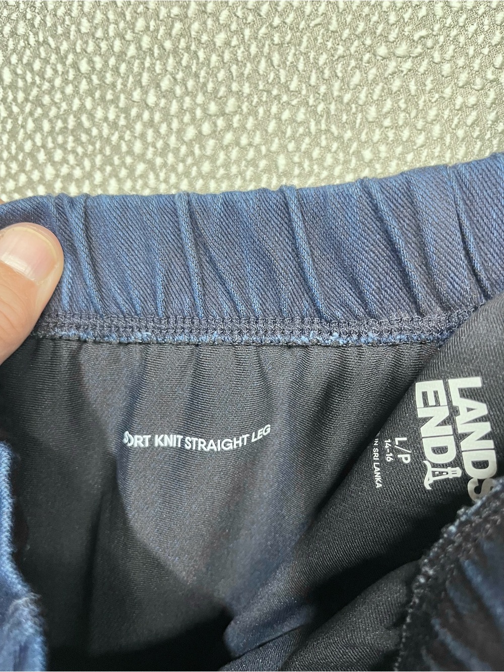 🆕 L (14-16) Lands’ End Sport Knit Straight Leg Elastic Waist Denim Pants NWT - Picture 8 of 12